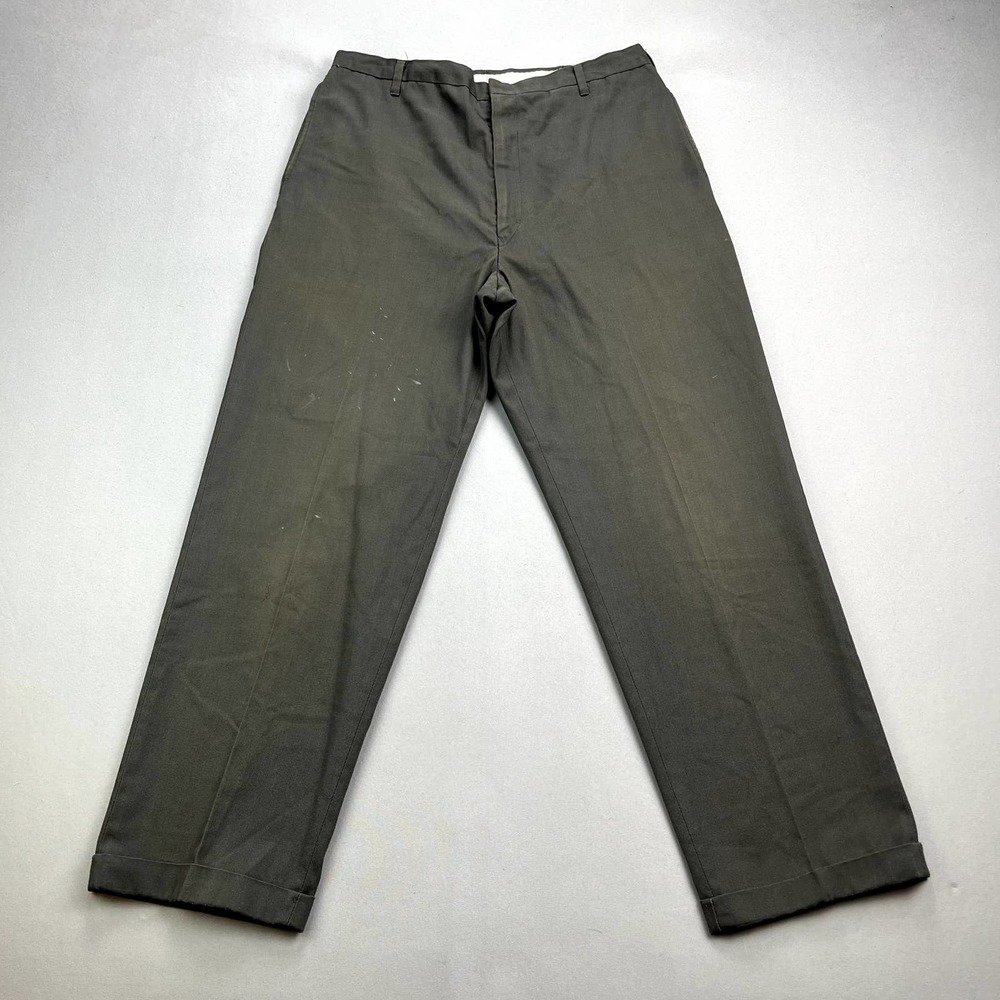 Vintage Levis Sta-Prest Pants Mens 31 Olive Green Straight Leg Dress Slacks 70s